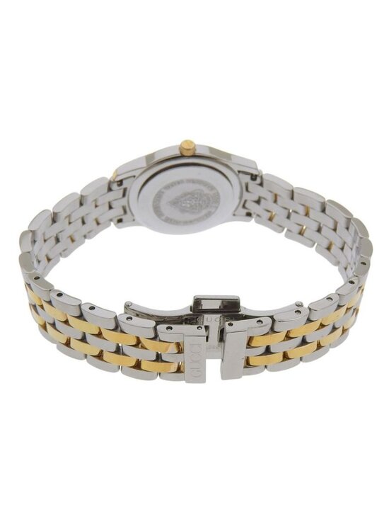 Gucci Stainless Steel Gold Plated Quartz Analog Display White Dial Watch